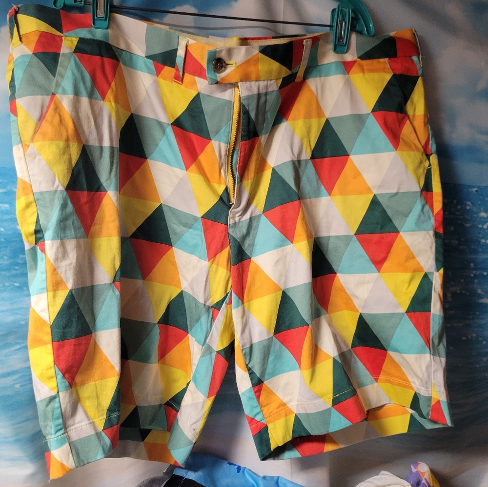 LoudMouth Mens Diamond/Triangle Pattern Golf Shorts‎ Size 44